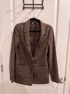 Womens Brown Plaid Blazer - Unbranded